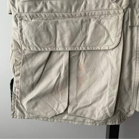 90s Vintage Woolrich Cargo Fishing Hunting Utility Vest Khaki Tan Size Large - Picture 2 of 12